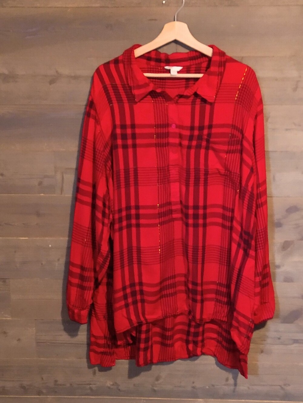 Cato Red Plaid Long-Sleeve Tunic Dress